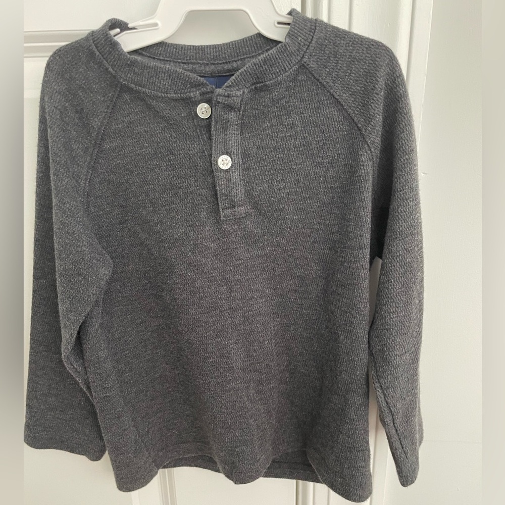 Janie and Jack Charcoal Henley Sweater